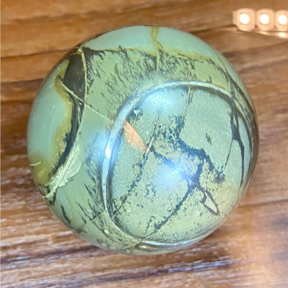 High Quality Polished Septarian Sphere w/ Wooden Stand - Picture 2 of 10